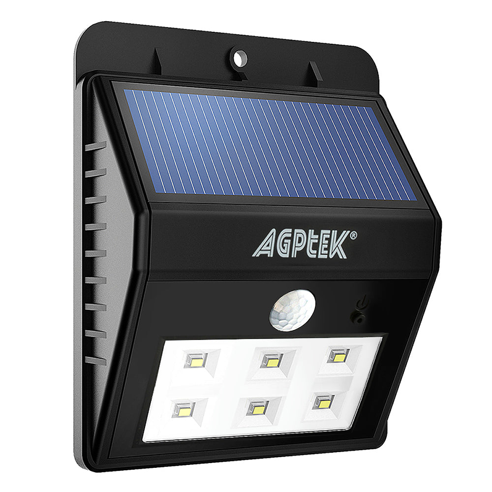 AGPtek Solar lights, Bright 6 LED Solar Powered Led Security Lights with Motion Sensor Wireless Waterproof Wall Lights