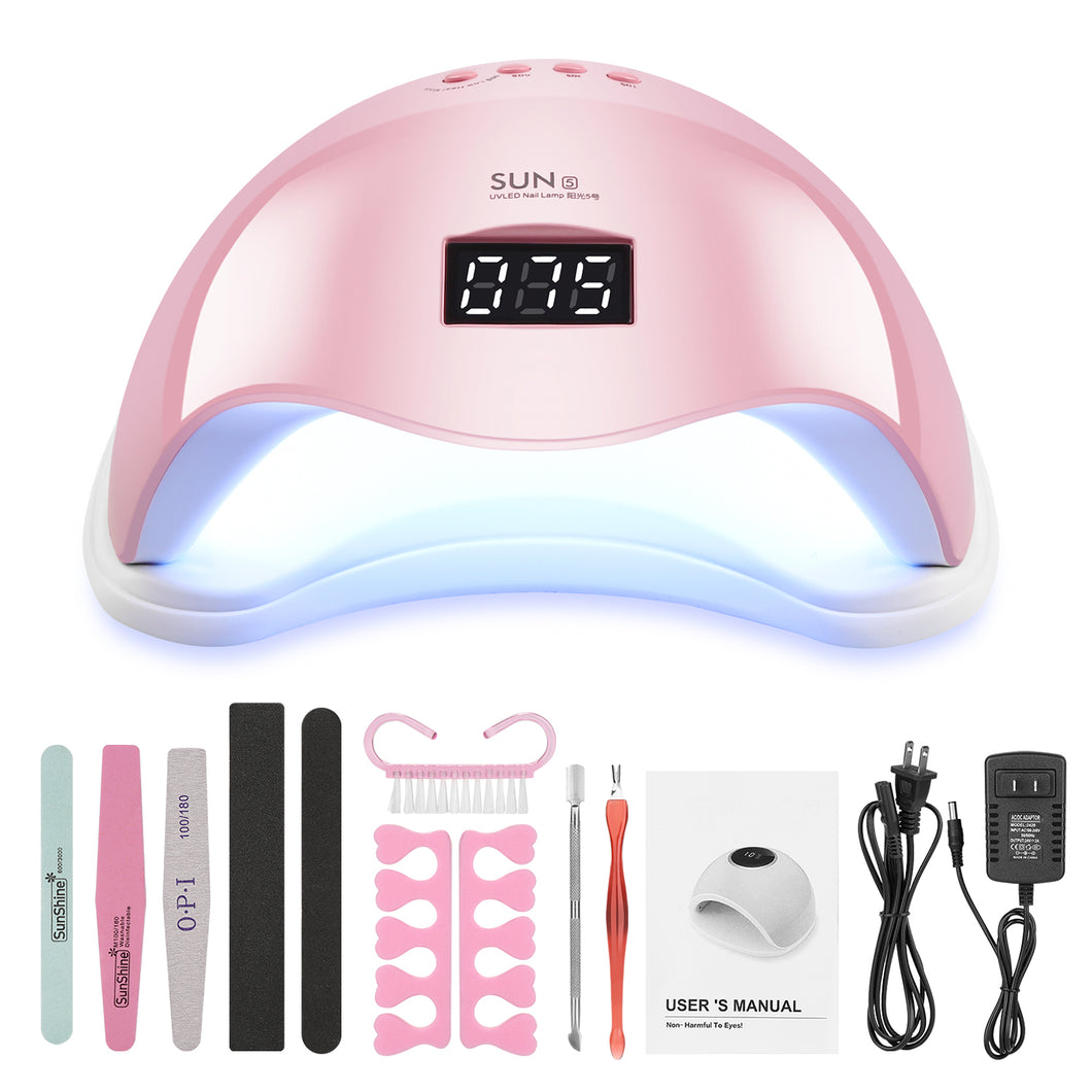 Pink LED Nail Lamp 48W UV LED Gel Nail Lamp with 4 Timers 10s/30s/60s/99s Auto Sensor