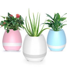 Load image into Gallery viewer, Music Flowerpot Touch Plant Piano Music Playing Flowerpot Smart Multi-color LED Light Round Plant Pots Bluetooth Wireless Speaker (without Plants) White  blue  Pink

