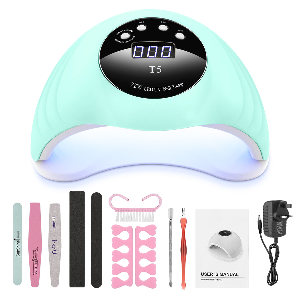 Green LED Nail Lamp 48W UV LED Gel Nail Lamp with 4 Timers 10s/30s/60s/99s Auto Sensor