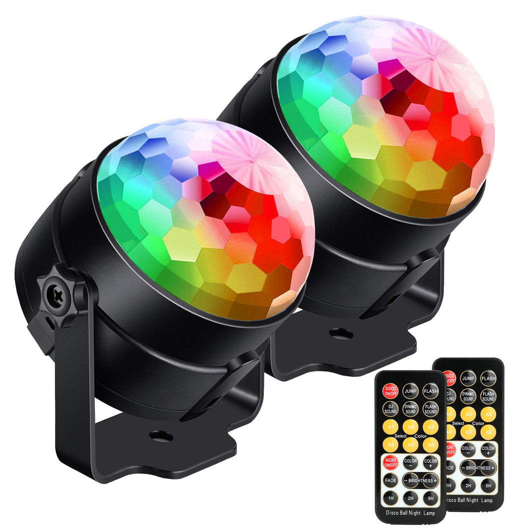 LED Disco Light, FITNATE [2-Pack] Sound Activated Party Lights with Remote Control Dj Lighting, Strobe Lamp 7 Modes Stage Par Light With Night Light  for Home Room, Dance Parties ,Bar, Wedding &Show Club