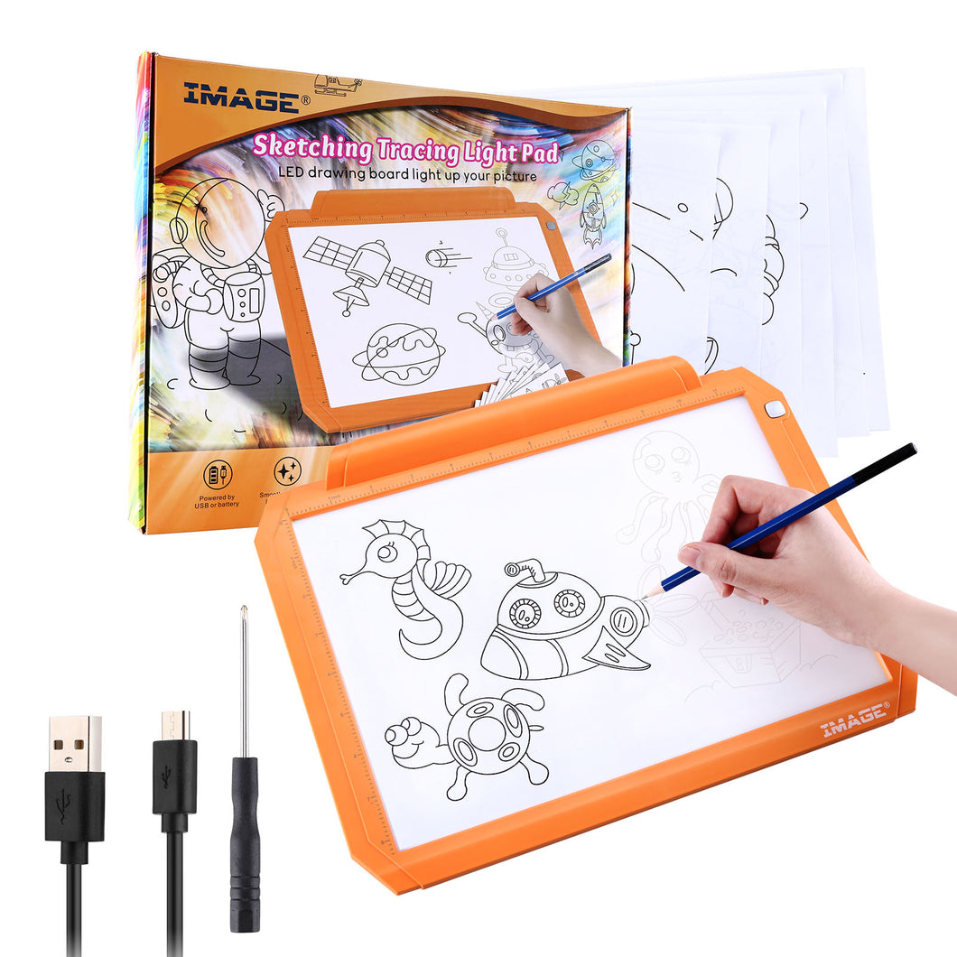 Orange A4 Led Tracing Light Pad Box Dimmable Brightness Drawing Sketching Animation