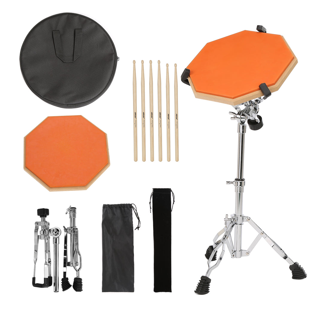 AGPtEK Drum Practice Pads with 3 Pairs of Drum Sticks and Adjustable Snare Drum Stand Double Sided Drum Pad for Beginners and Pro