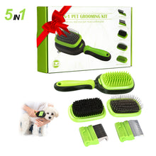Load image into Gallery viewer, 5 In 1 Pet Brush Set Pet Grooming Shedding Massage Combs for Dogs &amp; Cats Removes Undercoat Dander Dirt
