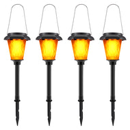 Flickering Flame Solar Lights, IMAGE 4 Pcs Solar Torch Light with Flickering Flame, Solar Powered Lights with Waterproof Function, Torch Solar Lights Outdoor with Ground Spike for Yard, Patio and Lawn
