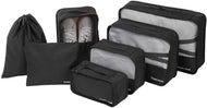 FITNATE 7 Packs Travel Storage Bag Breathable, Lightweight and Durable, Luggage Organizer Multifunctional Cubes (Black)
