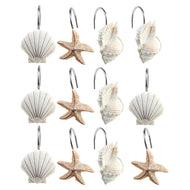 AGPTEK 12 PCS DECORATIVE Seashell Shower Curtain Hooks Bathroom Beach Shell Decor