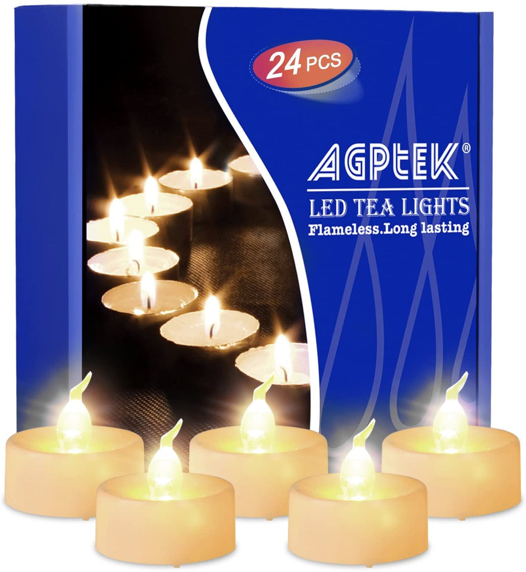 24 Pieces Warm White LED Tealight Flameless Smokeless Candles Wedding