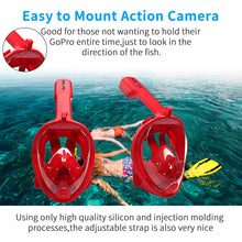 Load image into Gallery viewer, Red Full Face Mask Swimming Underwater Diving Snorkel Scuba For GoPro Glass Anti-Fog
