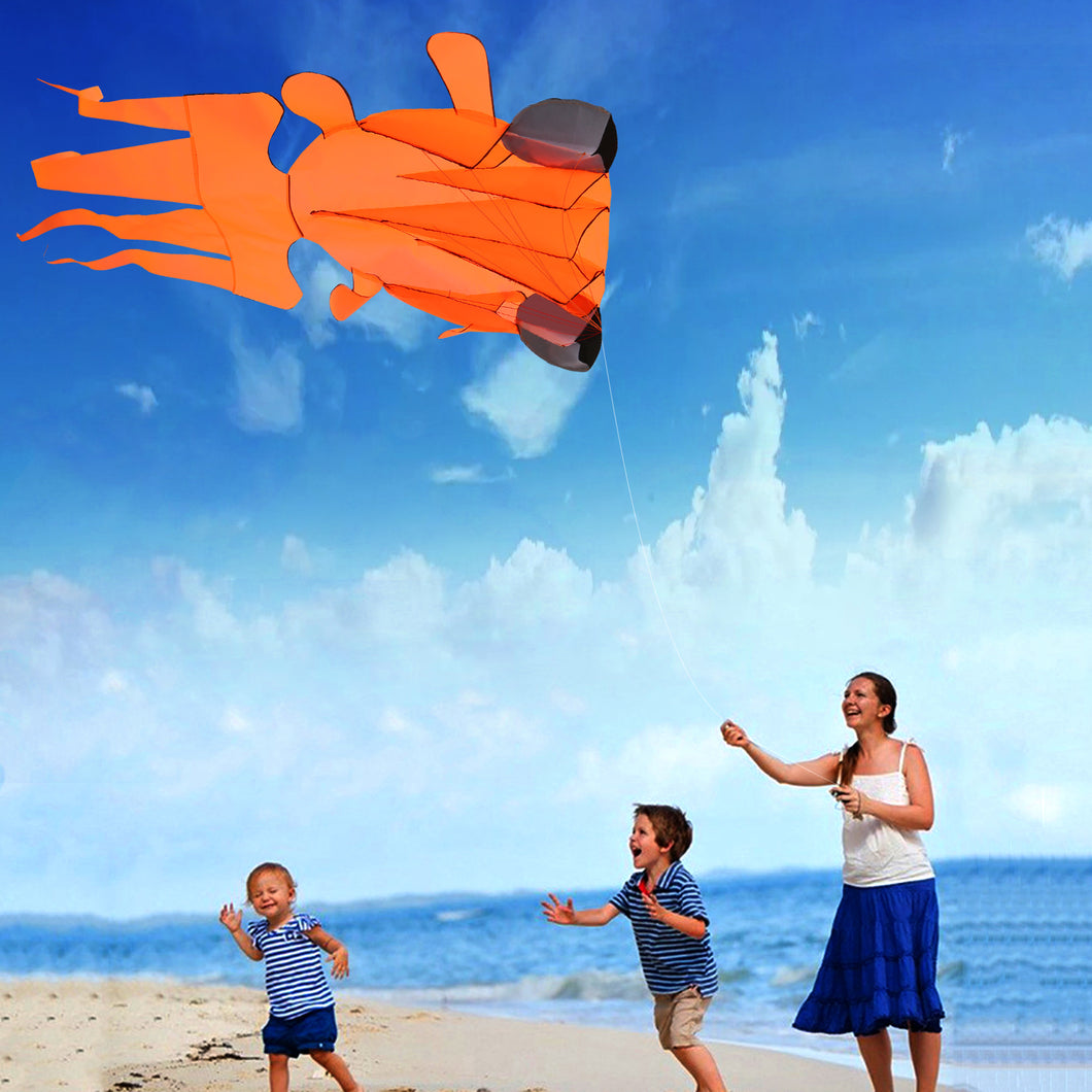 3D Orange Goldfish Kite Frameless Soft Giant Parafoil Great for Outdoor Games and Activities