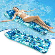 Pool Lounge Float, CAMULAND 70 Inches X 30 Inches Inflatable Lounge Pool with Headrest, Floating Pool Lounge Chair for Men and Women
