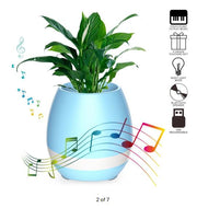 Touch Plant Music Playing Flowerpot Smart Multi-color LED Light Round Bluetooth Wireless Speaker (whitout Plants) blue