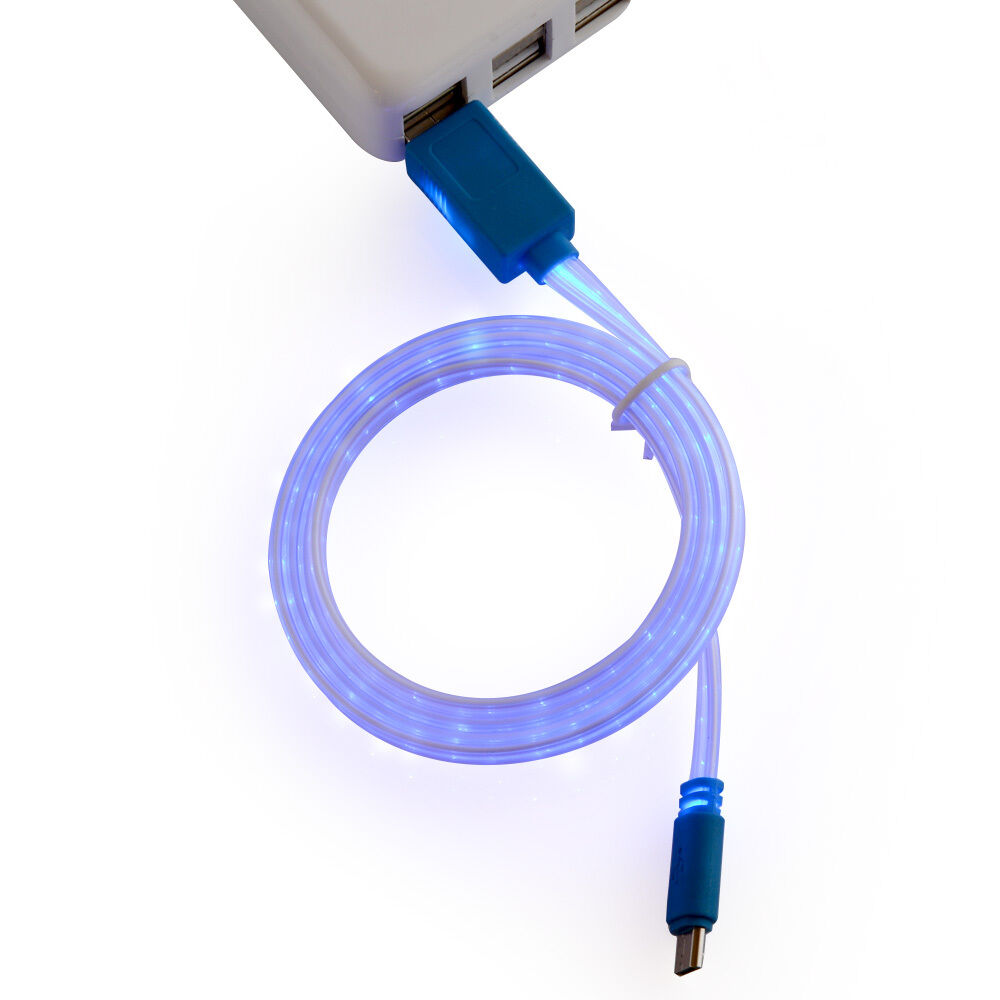 LED Light Micro USB Charger Data Sync Cable for Samsung Galaxy S4 S5 HTC Android BLUE