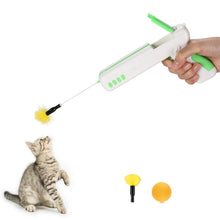 Load image into Gallery viewer, Green Interactive Cat Toy Gun Cat Stick Toy with Ball &amp; Feather
