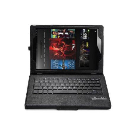 Leather Case Cover With Bluetooth Keyboard for Fire HD 10 2015 Tablet -Black