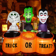 Load image into Gallery viewer, 5FT Halloween Inflatable Decorations, CAMULAND Halloween Inflatable Built-in LED Lights Blow Up Yard Decoration with Mummy, Vampire, Green-Faced Ghost and TRICK OR TREAT, Ideal for Gardens, Yards and Lawns
