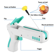 Load image into Gallery viewer, Blue Interactive Cat Toy Gun Cat Stick Toy with Ball &amp; Feather
