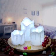 LED Candles Battery Operated Flameless smokeless Flickering  3 PCS/set Wax Dripped Exterior design Premium Votive Candles for Wedding/Party Decorations cool white