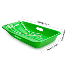 Load image into Gallery viewer, Winter durable Plastic snow Sled in boat shape Snow Sledge for child and adult Outdoor Pulling Snow board Snow Seats 65*36*10.8CM/25.6*14.2*4.3 inch green color
