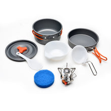 Load image into Gallery viewer, Camping Cookware Kit Outdoor Backpacking Gear &amp; Hiking Cooking Equipment 8pcs Pot Pan Kit
