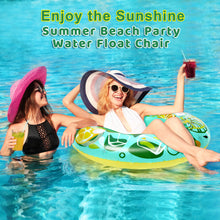 Load image into Gallery viewer, Inflatable Lounger Pool Float with a Rubber Handle and a Drink Holder, Soft, Durable and Portable Inflatable Pool Float Chair with Mesh Fabric for Adults and Kid

