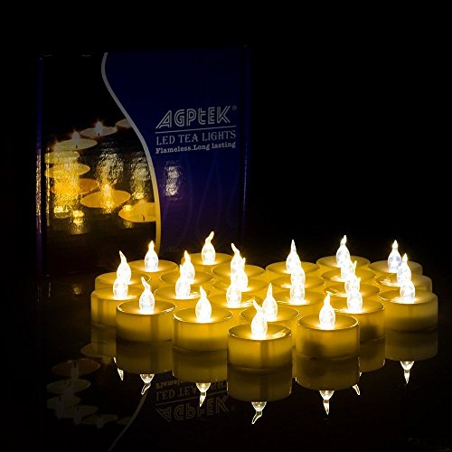 AGPtek® 100 Battery Operated LED Amber Flameless Flickering Flashing Tea Light Candle