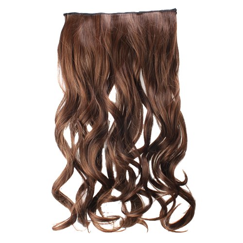 AGPtek 24inch Full head clip in Synthetic hair extensions human made hair-light brown (Light brown)