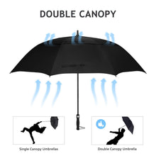 Load image into Gallery viewer, 68 Inches Automatic Open Golf Umbrella, Extra Large Oversized Vented Double Canopy Windproof Rainproof &amp; Sun-Resistant (Black)

