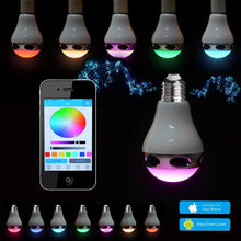 Load image into Gallery viewer, AGPtek Colorful LED Light Bulb Portable Bluetooth 4.0 A2DP Connection Audio Music Speaker For iPhone 5/5s/6/6s &amp; Other Android 4.1 Phones
