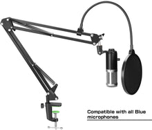 Load image into Gallery viewer, AGPtEK Microphone Arm Stand with Mic Boom Arm Stand, Metal Screw Adapter, Mic Pop Filter, Cable Ties and Microphone Holder
