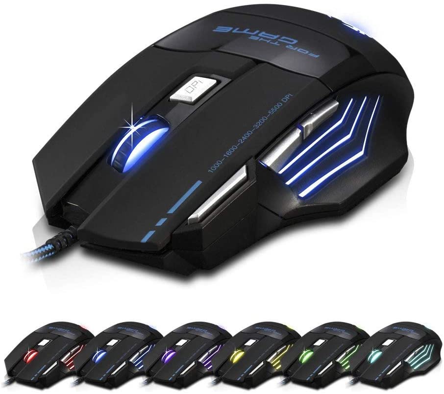 AGPTEK Ownuzz 5500DPI 5500 DPI 7 Button LED Optical USB Wired Gaming Mouse Mice for Pro Gamer