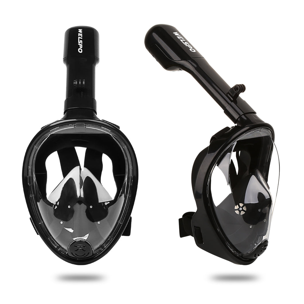 Black Full Face Mask Swimming Underwater Diving Snorkel Scuba For GoPro Glass Anti-Fog