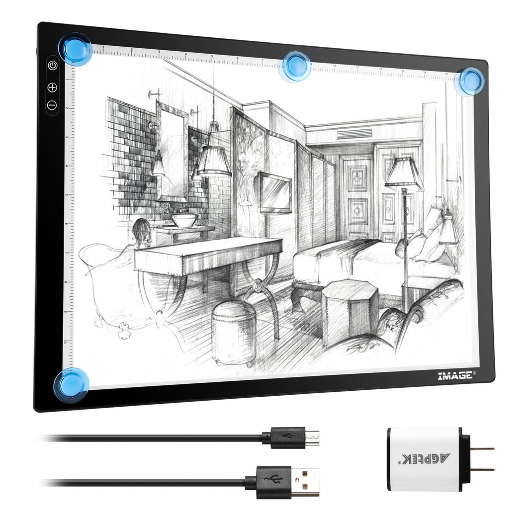 A3 Light Pad, IMAGE A3 LED Tracing Pad Ultra-Thin Drawing Pad Adjustable Brightness, USB Powered with Physical Buttons, A3 LED Light Pad for Diamond Painting, Sketching, Animation, Stenciling and X-ray Viewing