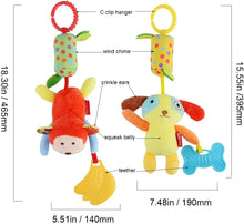 Load image into Gallery viewer, Livinganic  Toys for 0 3 6 9 to 12 Months, Soft Hanging Crinkle Squeaky Sensory Learning Toy Infant Newborn Stroller Car Seat Crib Travel Activity Plush Animal Wind Chime with Teether for Boys Girls
