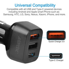 Load image into Gallery viewer, AGPtEK Quick Charge 3.0 &amp; USB Type-C 3-Port USB Car Charger, Power Drive+ 3 for Galaxy S7/S6/Edge/Plus, Note 5/4 and Power IQ for iPhone 7/6s/Plus, iPad Pro/Air 2/mini, LG, Nexus, HTC and More
