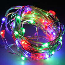 Load image into Gallery viewer, AGPtek Durable 50 individual LED String Lights Waterproof Ultra Thin Copper Wire Starry Light 5M/16.5FT For Wedding Christmas Party Holiday Halloween, Decoration, Powered by: 3AA battery(not included)- Multi-color RGB Color
