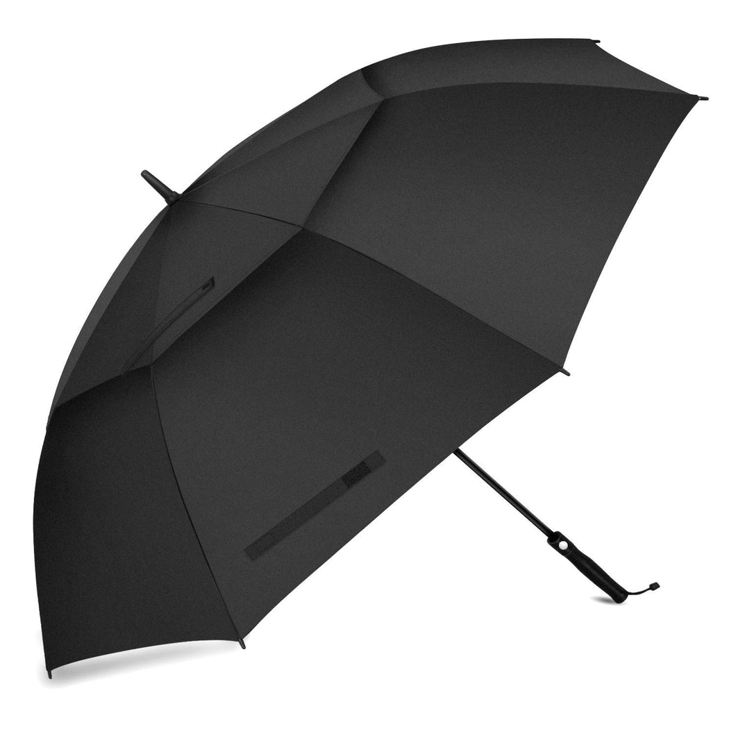 68 Inches Automatic Open Golf Umbrella, Extra Large Oversized Vented Double Canopy Windproof Rainproof & Sun-Resistant (Black)