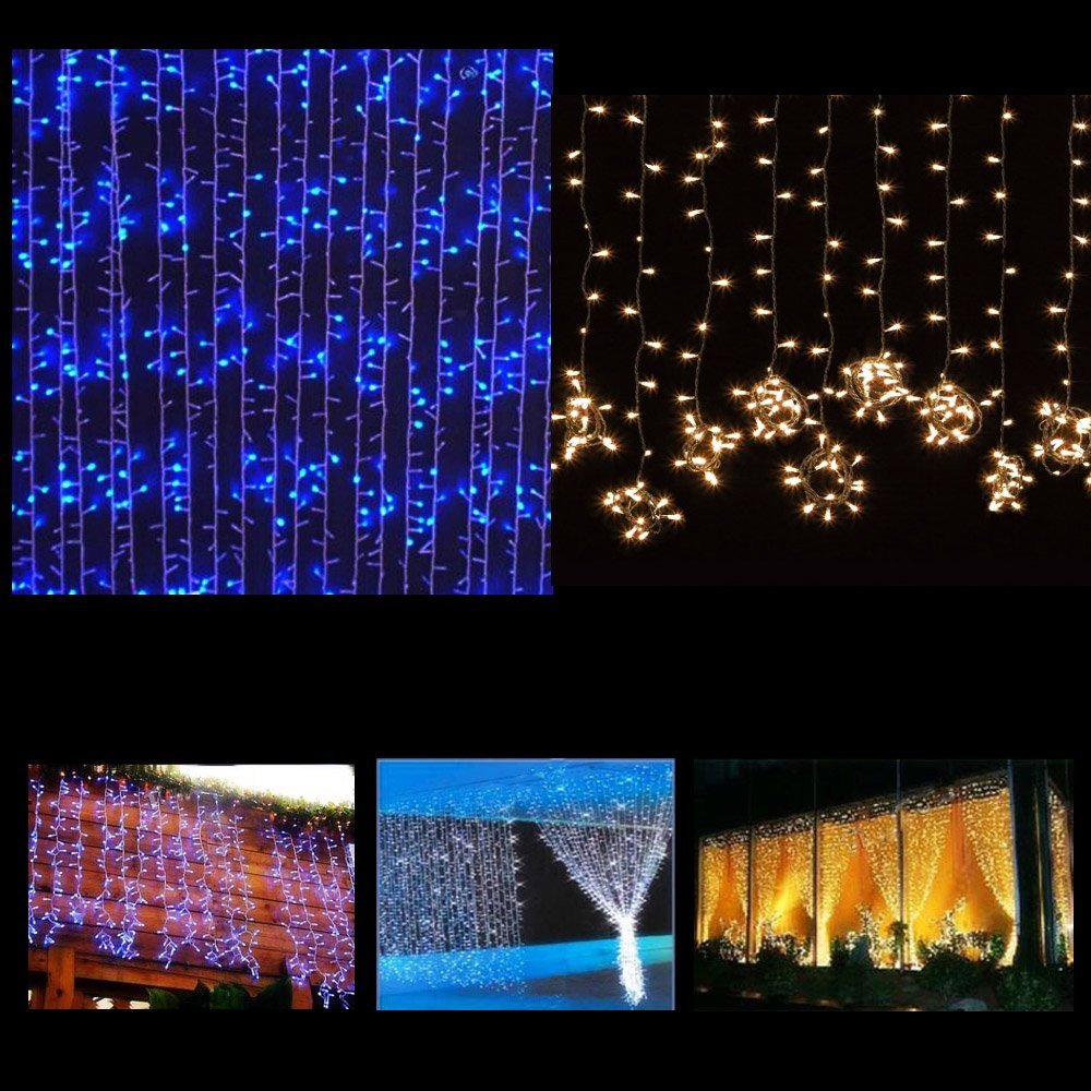 3Mx3M 300 LED Starry Fairy Curtains Light Indoor/Outdoor Waterproof Blue