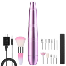 Load image into Gallery viewer, FINATE  Silver Purple Electric Nail Drill Kit Prol Gel Polish Nail File Brush Grinder Machine
