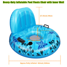 Load image into Gallery viewer, Inflatable Lounger Pool Float with a Rubber Handle and a Drink Holder, Soft, Durable and Portable Inflatable Pool Float Chair with Mesh Fabric for Adults and Kids (Blue)
