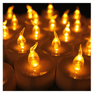 Lot 24 pcs Battery Operated LED Amber Yellow Tea Light Candle with Timer