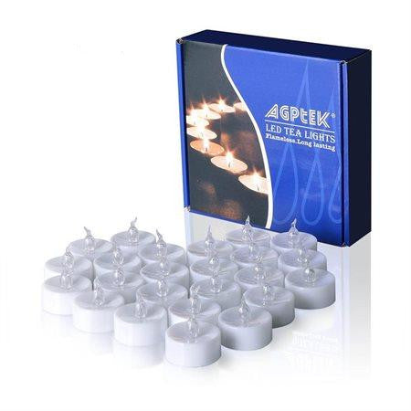 24 PCS Flameless Smokeless LED Tealight Candles Battery Operated for Wedding Party Amber Yellow