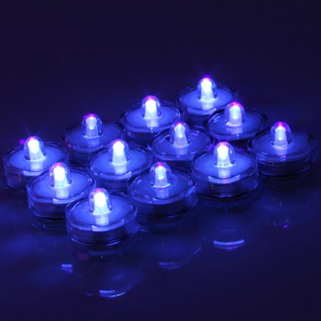 12x LED Submersible Waterproof Wedding Decoration Battery Light Candles White/Warm White/RGB/Blue Purple/Pink Purple
