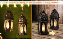 Load image into Gallery viewer, 4PCS Metal Candle Holder Set Vintage Hollow Hanging Lanterns Wedding Party Decor
