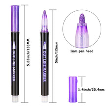 Load image into Gallery viewer, AGPtEK 12 Colors Double Line Outline Pens Metallic Self-Outline Pen Markers for Greeting Cards Craft Projects Scrapbooks
