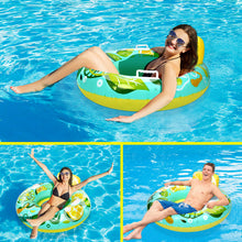 Load image into Gallery viewer, Inflatable Lounger Pool Float with a Rubber Handle and a Drink Holder, Soft, Durable and Portable Inflatable Pool Float Chair with Mesh Fabric for Adults and Kid
