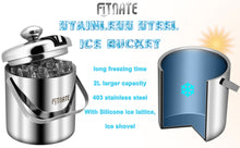 Load image into Gallery viewer, Stainless Steel Ice Bucket Set[1.5L] with Strainer, Ice Tong and Ice Tray – Portable Double Wall Insulated Keep Ice Frozen Longer - Ideal for Bar, Parties, Chilling Wine, Champagne
