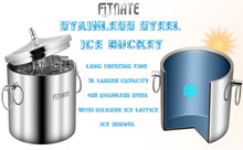 Load image into Gallery viewer, Stainless Steel Ice Bucket Set [2L] with Strainer, Ice Shovel and Ice Tray - Double Wall Insulated Keep Ice Frozen Longer - Ideal for Cocktail Bar, Parties, Chilling Wine, Champagne
