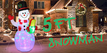 Load image into Gallery viewer, 5FT Snowman Inflatable Outdoor Decoration Rotating LED Lights Blow Up Christmas
