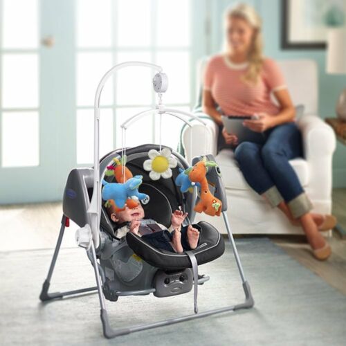26in Rotary Baby Cot Mobile Crib Bed Toy Infant Bell Hanging Stand Arm Bracket